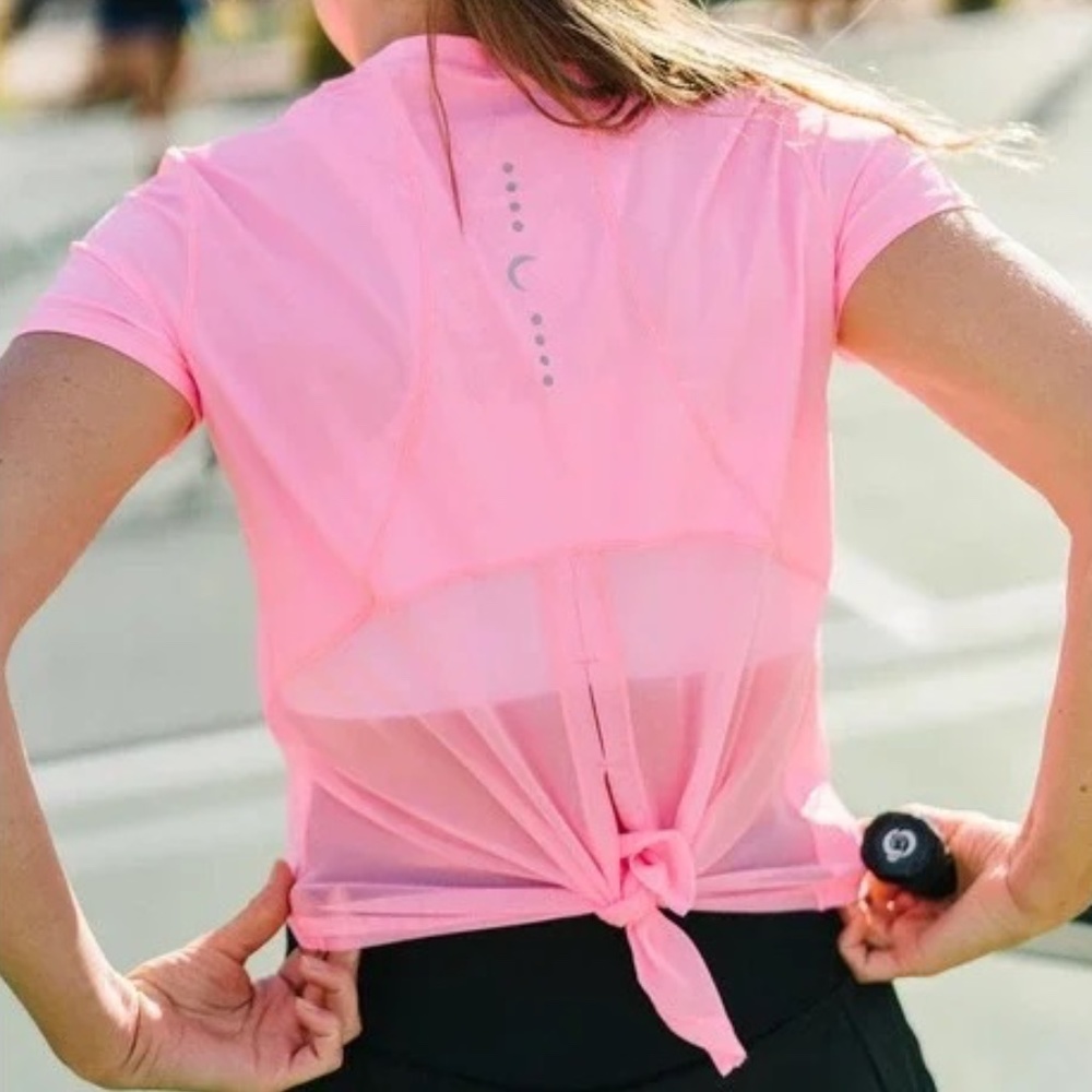 Zyia Pink Panel Split Back Mesh Top - Size XXXL